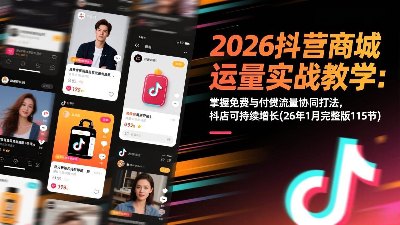 （17165期）2026抖音商城运营实战教学：掌握免费与付费流量协同打法，抖店可持续增长(26年1月完整版115节)_菜菜笔记