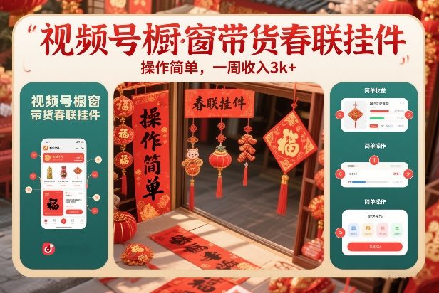 视频号橱窗带货春联挂件，操作简单，一周收入3k_菜菜笔记