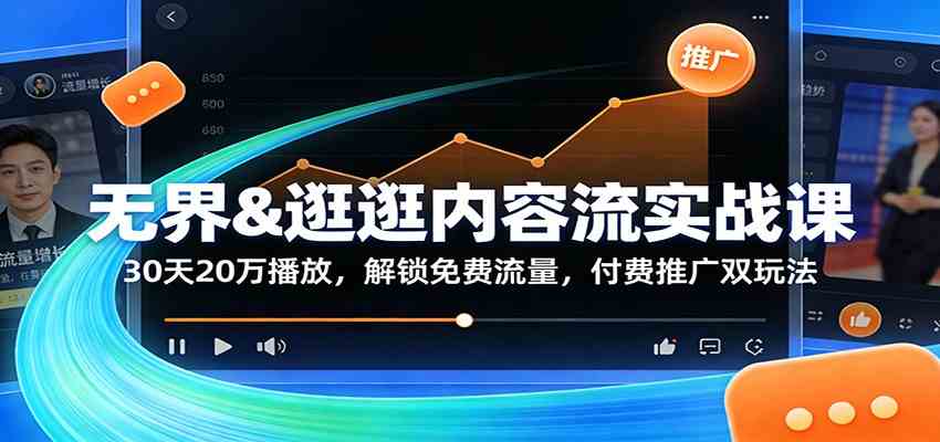 无界&逛逛内容流实战课：30天20万播放，解锁免费流量，付费推广双玩法_菜菜笔记