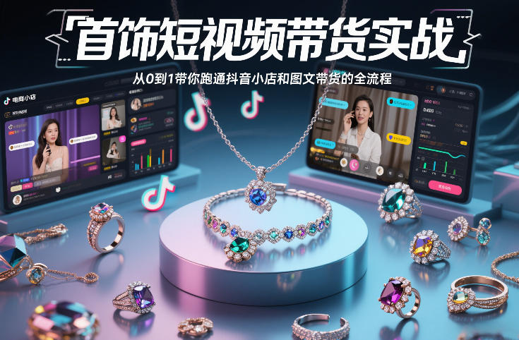 首饰短视频带货实战，从0到1带你跑通抖音小店和图文带货的全流程_菜菜笔记