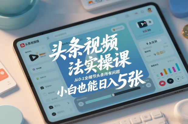 头条视频玩法实操课，从0-1全细节头条所有问题，小白也能日入5张_菜菜笔记