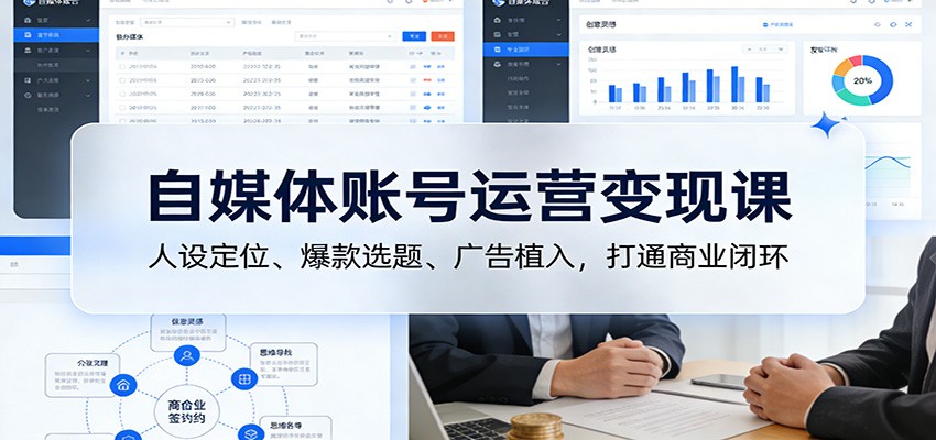 自媒体账号运营变现课：人设定位、爆款选题、广告植入，打通商业闭环_菜菜笔记