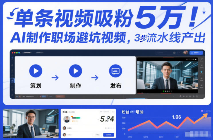 单条视频吸粉5W！AI制作职场避坑视频，3步流水线产出_菜菜笔记