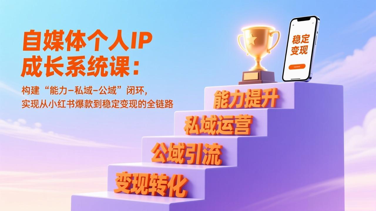 自媒体个人IP成长系统课：构建“能力-私域-公域”闭环，实现从小红书爆款到稳定变现的全链路_菜菜笔记