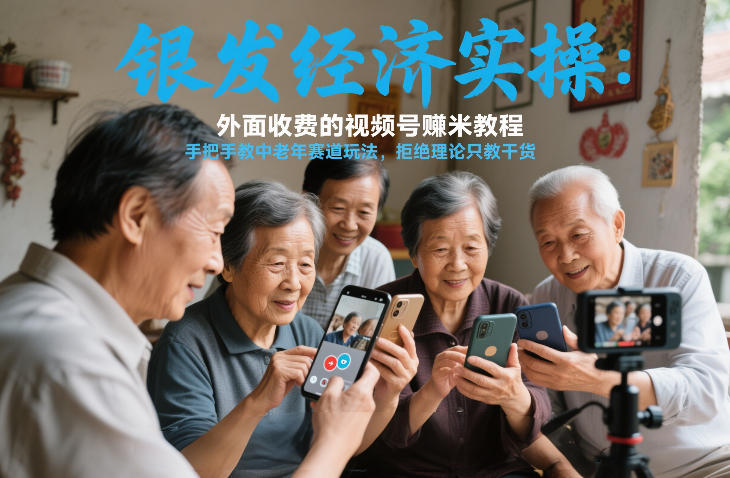 银发经济实操：外面收费的视频号賺米教程，手把手教中老年赛道玩法，拒绝理论只教干货_菜菜笔记