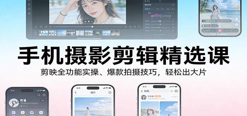 手机摄影剪辑精选课：剪映全功能实操、爆款拍摄技巧，轻松出大片_菜菜笔记