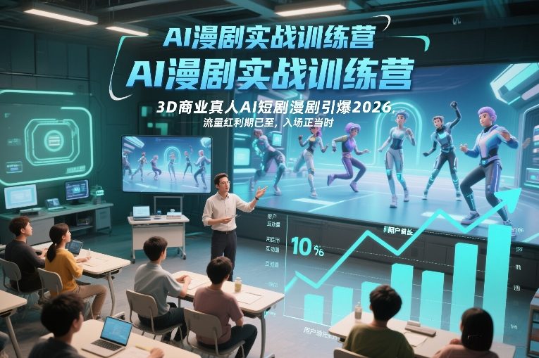AI漫剧实战训练营，3D商业真人AI短剧漫剧引爆2026，流量红利期已至，入场正当时_菜菜笔记