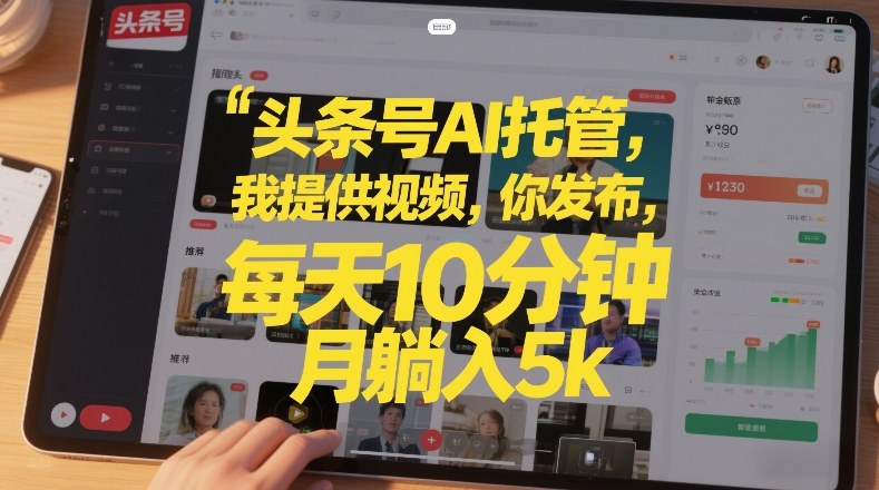 头条号AI托管，我提供视频，你发布，每天10分钟，月躺入5k+【揭秘】_菜菜笔记