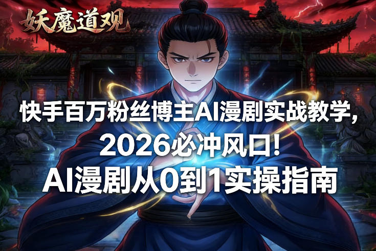 快手百万粉丝博主AI漫剧实战教学，2026必冲风口！AI漫剧从0到1实操指南_菜菜笔记