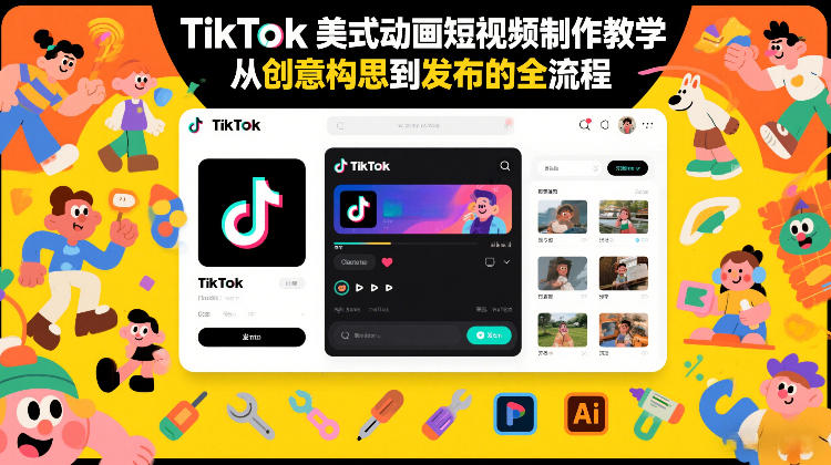 TikTok美式动画短视频制作教学，从创意构思到发布的全流程_菜菜笔记