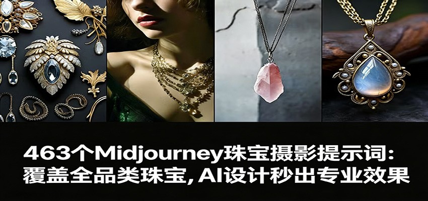 463个Midjourney珠宝摄影提示词：覆盖全品类珠宝，AI设计秒出专业效果_菜菜笔记