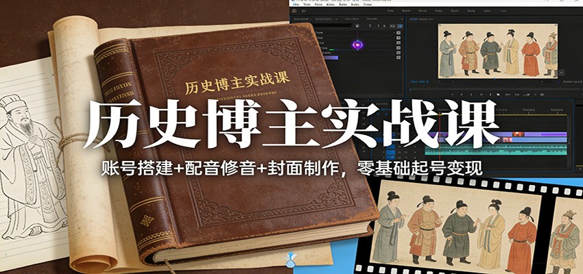 历史博主实战课：账号搭建+配音修音+封面制作，零基础起号变现_菜菜笔记