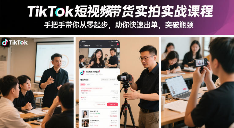 TikTok短视频带货实拍实战课程，手把手带你从零起步，助你快速出单，突破瓶颈_菜菜笔记