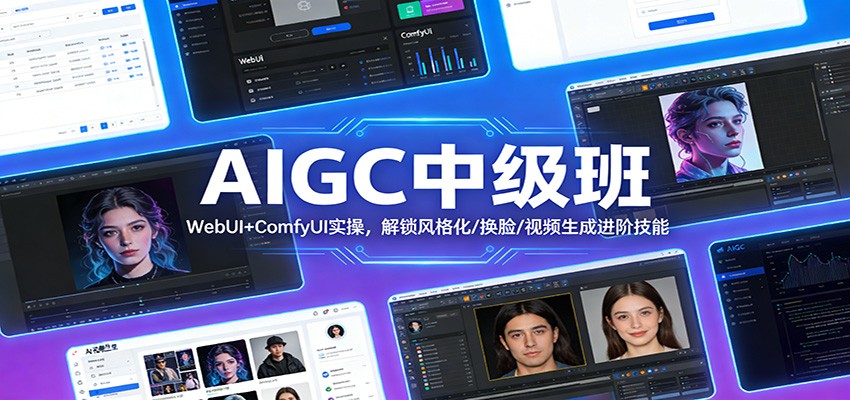 AIGC中级班：WebUI+ComfyUI实操，解锁风格化/换脸/视频生成进阶技能_菜菜笔记