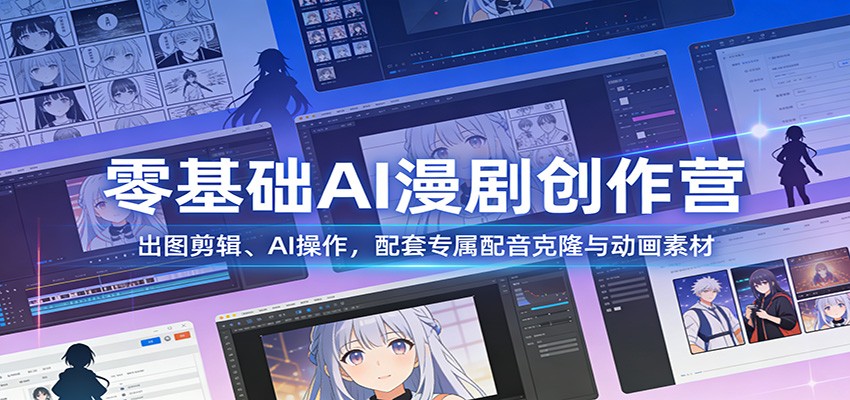 零基础AI漫剧创作营：出图剪辑、AI操作，配套专属配音克隆与动画素材_菜菜笔记