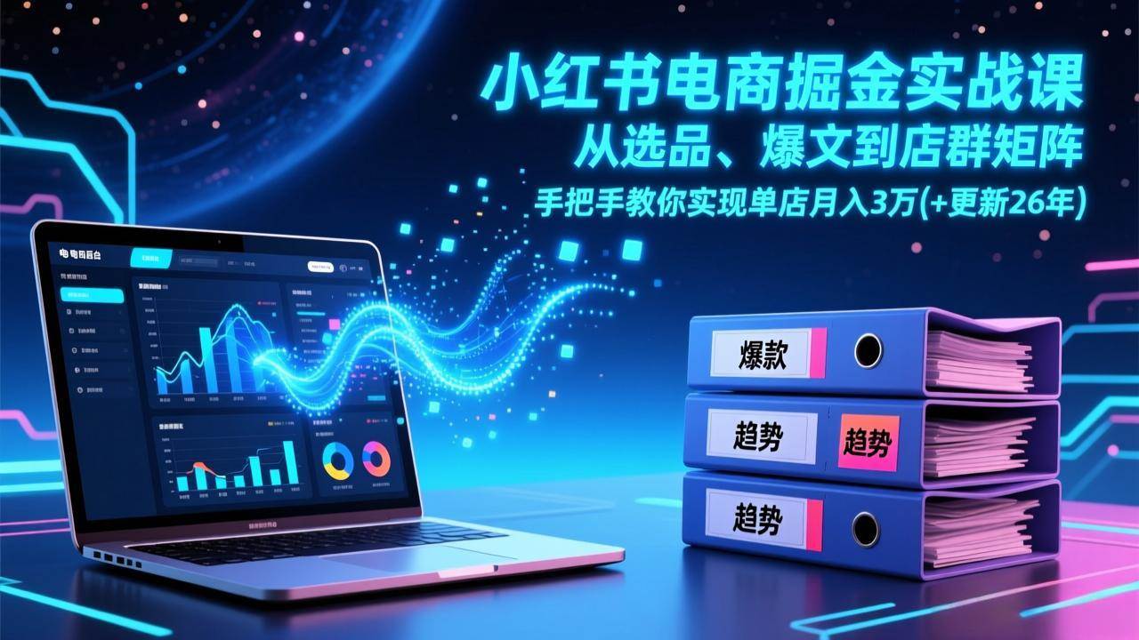 （17290期）小红书电商掘金实战课，从选品、爆文到店群矩阵，手把手教你实现单店月入3万+(更新26年)_菜菜笔记