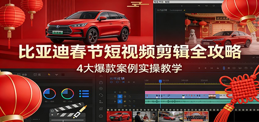 比亚迪春节短视频剪辑全攻略，4大爆款案例实操教学_菜菜笔记