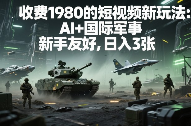 外面收费1980的短视频新玩法：AI+国际军事，新手友好，日入3张+【附详细教程】_菜菜笔记