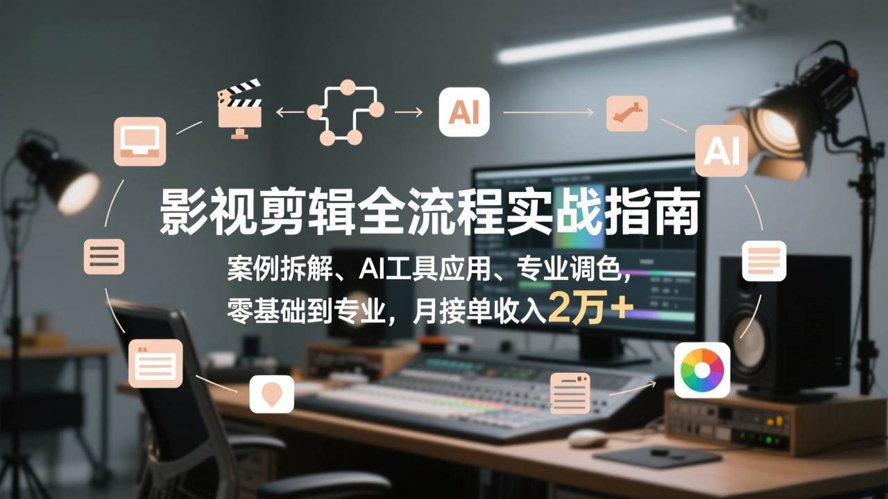 （17338期）影视剪辑全流程实战指南，案例拆解、AI工具应用、专业调色，零基础到专业，月接单收入2万+_菜菜笔记