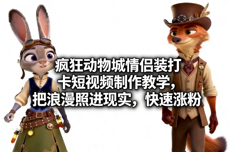 疯狂动物城情侣装打卡短视频制作教学，把浪漫照进现实，快速涨粉_菜菜笔记