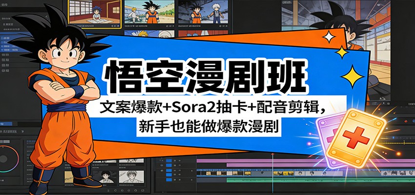 悟空漫剧班：文案爆款+Sora2抽卡+配音剪辑，新手也能做爆款漫剧_菜菜笔记