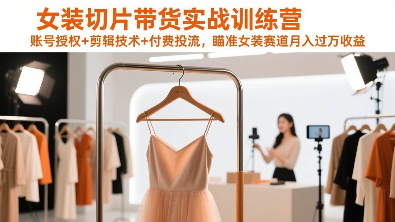 （17357期）女装切片带货实战训练营，账号授权+剪辑技术+付费投流，瞄准女装赛道月入过万收益_菜菜笔记