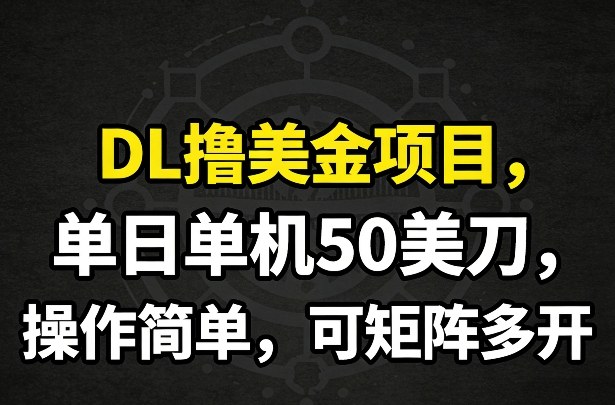 DL撸美金项目，单日单机50美刀，操作简单，可矩阵多开_菜菜笔记