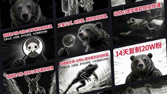 （17376期）情绪放大镜-动物心理学爆款短视频课，文案公式、AI生图、多平台变现，14天复制20W粉_菜菜笔记