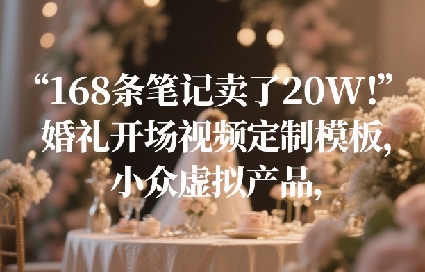 168条笔记卖了20W!婚礼开场视频定制模板,小众虚拟产品_菜菜笔记