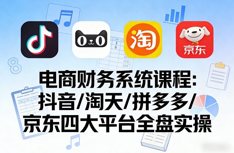 电商财务系统课程，覆盖抖音、淘天、拼多多、京东四大主流平台的全盘实操_菜菜笔记