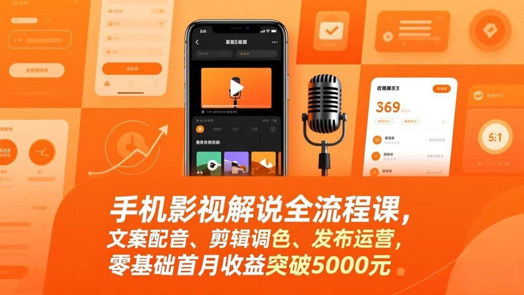 （17391期）手机影视解说全流程课，文案配音、剪辑调色、发布运营，零基础首月收益突破5000元_菜菜笔记
