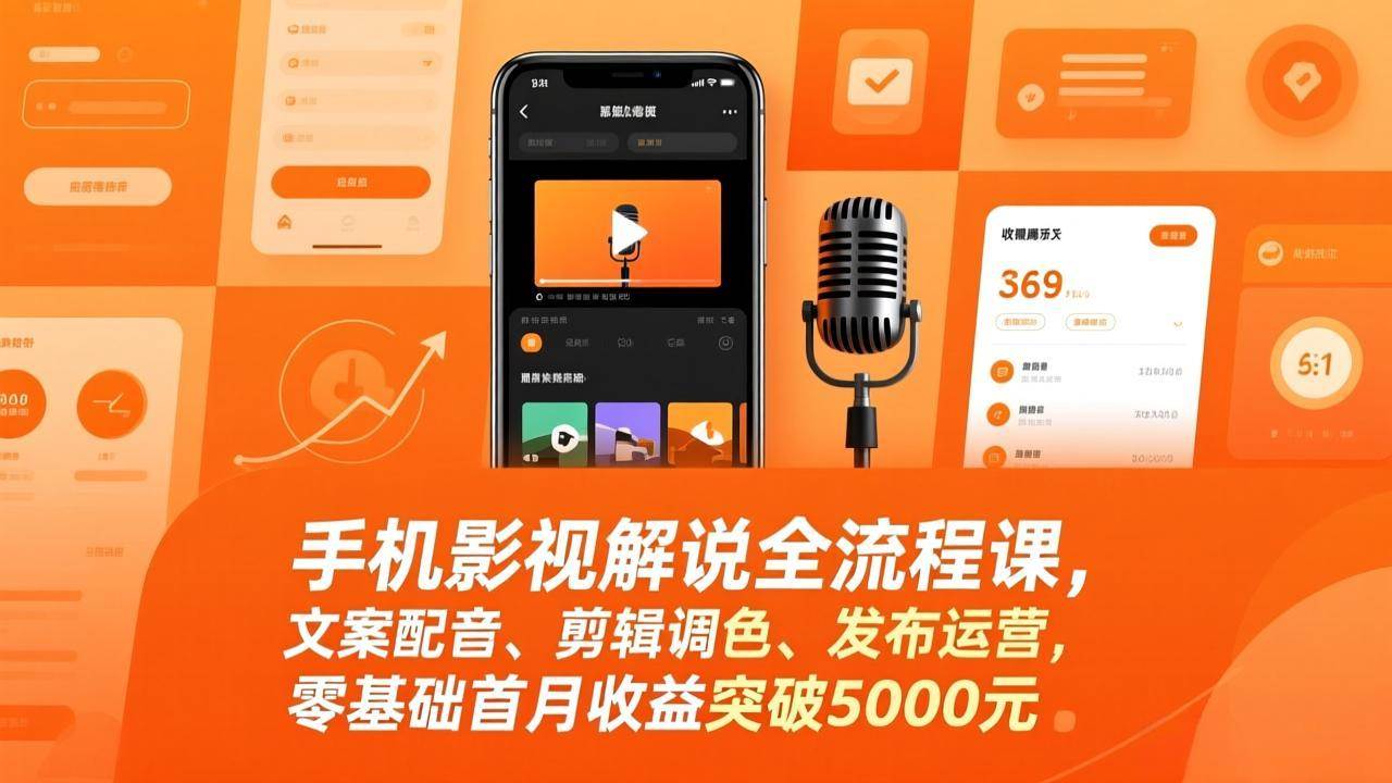 （17391期）手机影视解说全流程课，文案配音、剪辑调色、发布运营，零基础首月收益突破5000元_菜菜笔记