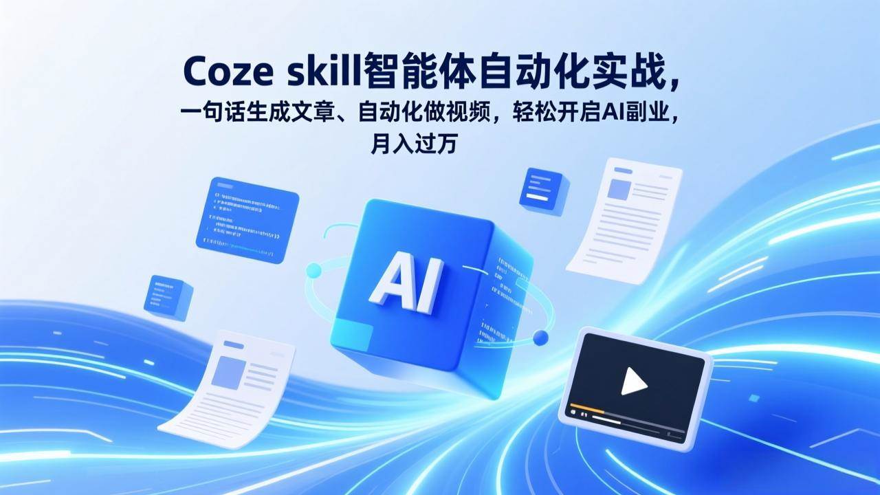 （17399期）Coze skill智能体自动化实战，一句话生成文章、自动化做视频，轻松开启AI副业，月入过万_菜菜笔记