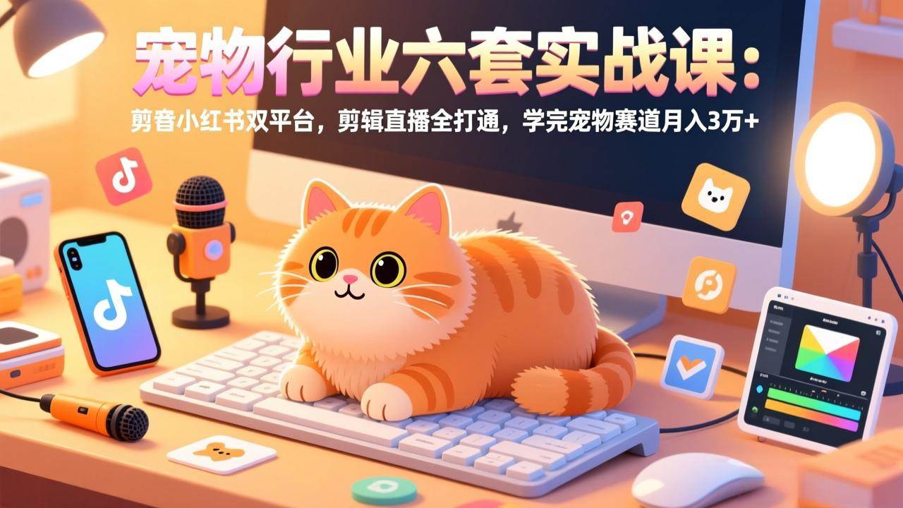 （17411期）宠物行业六套实战课：抖音小红书双平台，剪辑直播全打通，学完宠物赛道月入3万+_菜菜笔记