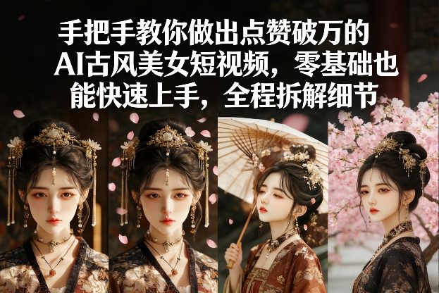 手把手教你做出点赞破万的AI古风美女短视频，零基础也能快速上手，全程拆解细节_菜菜笔记