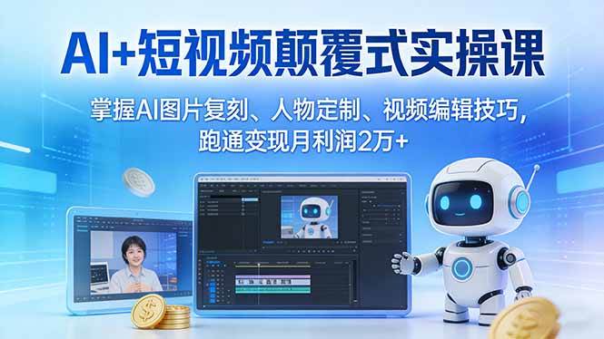 （17454期）AI+短视频颠覆式实操课：掌握AI图片复刻、人物定制、视频编辑技巧，跑通变现月利润2万+_菜菜笔记