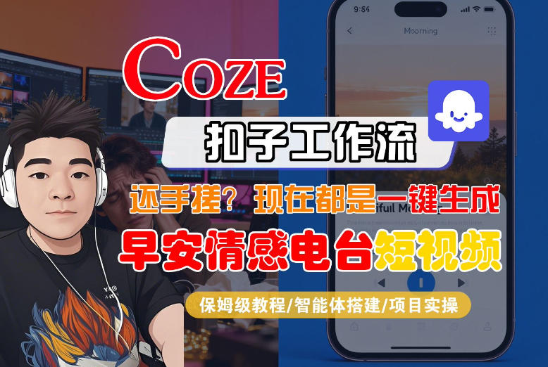 【Coze工作流搭建实操教程】【coze】早安情感电台日签视频还在手动做？用扣子工作流自动生成，省时90%_菜菜笔记