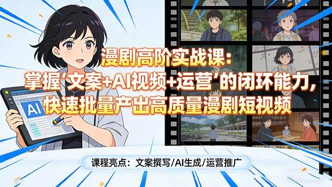 （17461期）漫剧高阶实战课：掌握“文案+AI视频+运营”的闭环能力，快速批量产出高质量漫剧短视频_菜菜笔记