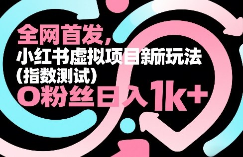 全网首发，小红书虚拟项目新玩法（指数测试），0粉丝日入1k+，整个玩法完整拆解！_菜菜笔记