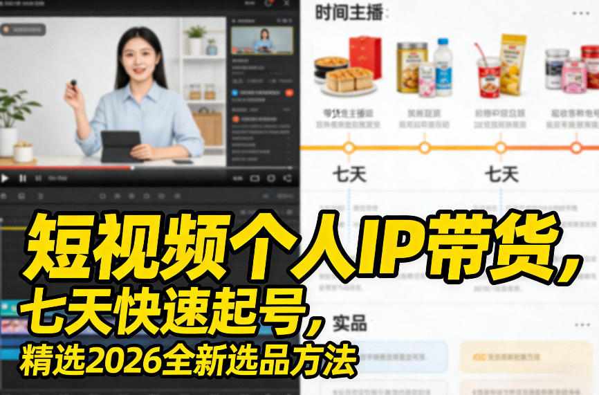 短视频个人IP带货，七天快速起号，精选2026全新选品方法_菜菜笔记