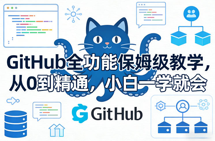 GitHub全功能保姆级教学，从0到精通，小白一学就会_菜菜笔记