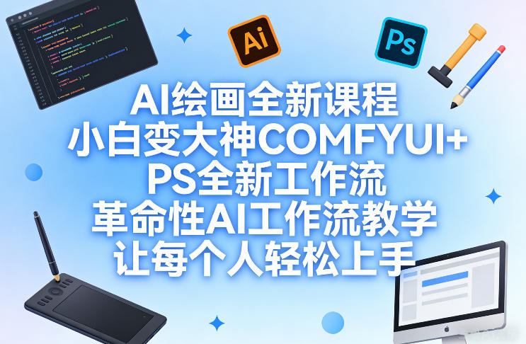 AI绘画全新课程，小白变大神COMFYUI+PS全新工作流，革命性AI工作流教学，让每个人轻松上手_菜菜笔记