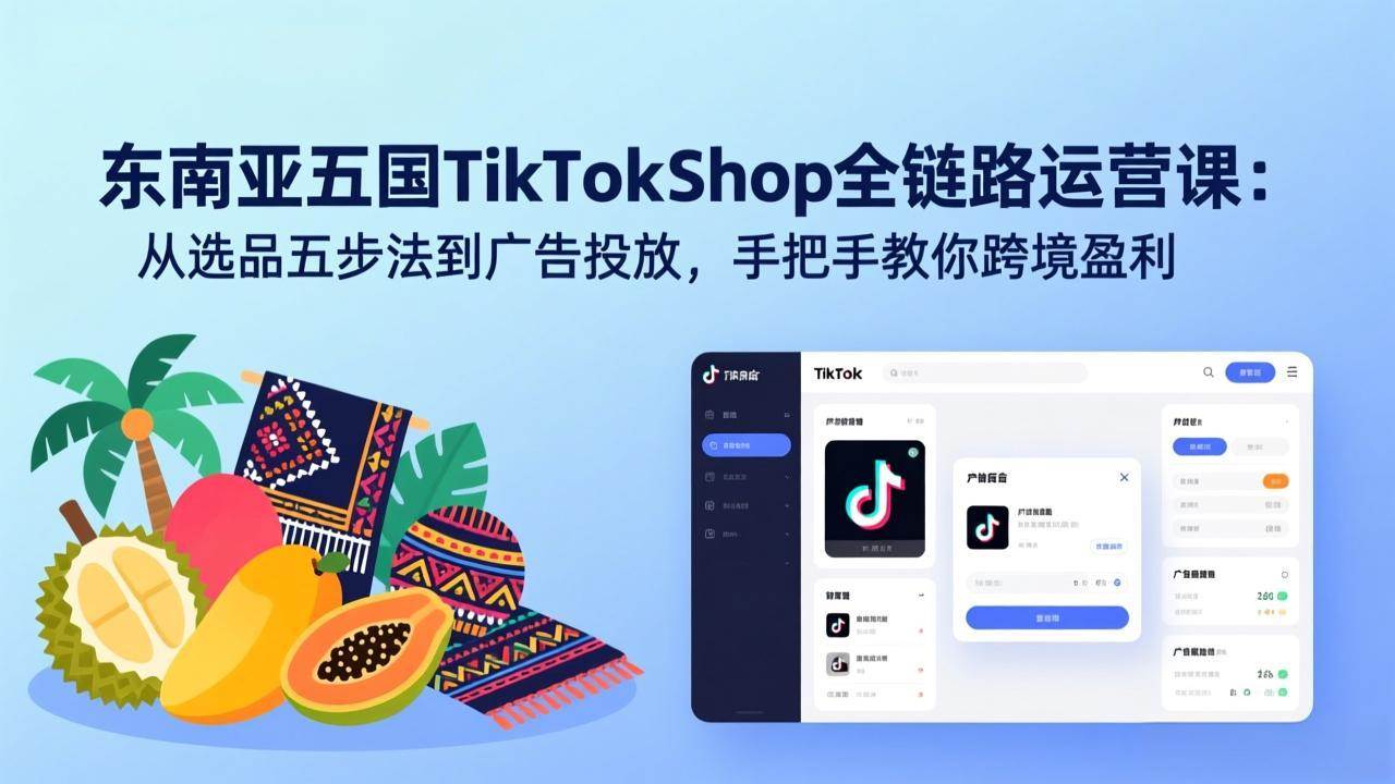 （17511期）东南亚五国TikTok Shop全链路运营课：从选品五步法到广告投放，手把手教你跨境盈利_菜菜笔记
