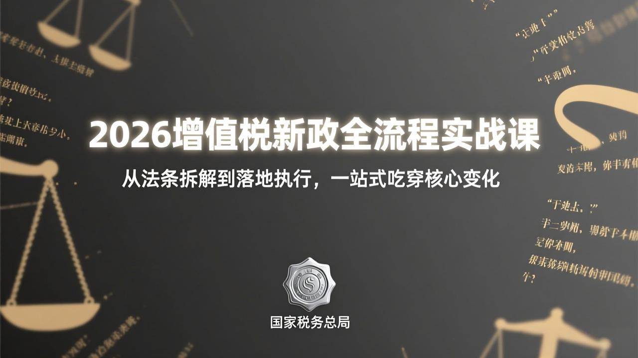 （17529期）2026增值税新政全流程实战课：从法条拆解到落地执行，一站式吃透核心变化_菜菜笔记