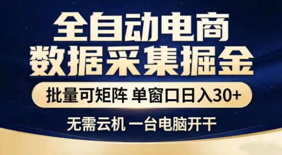 独家电商数据全自动采集项目，批量可矩阵，单窗口轻松日入3张+【揭秘】_菜菜笔记