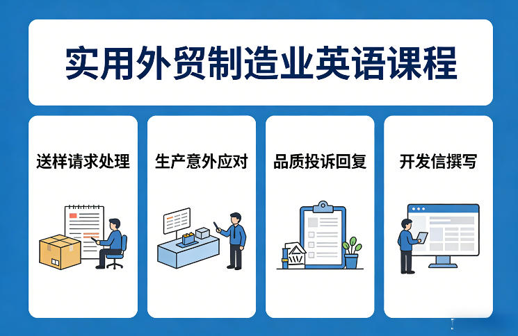 实用外贸制造业英语课程，教你专业处理送样请求、应对生产意外、回复品质投诉、撰写开发信等_菜菜笔记
