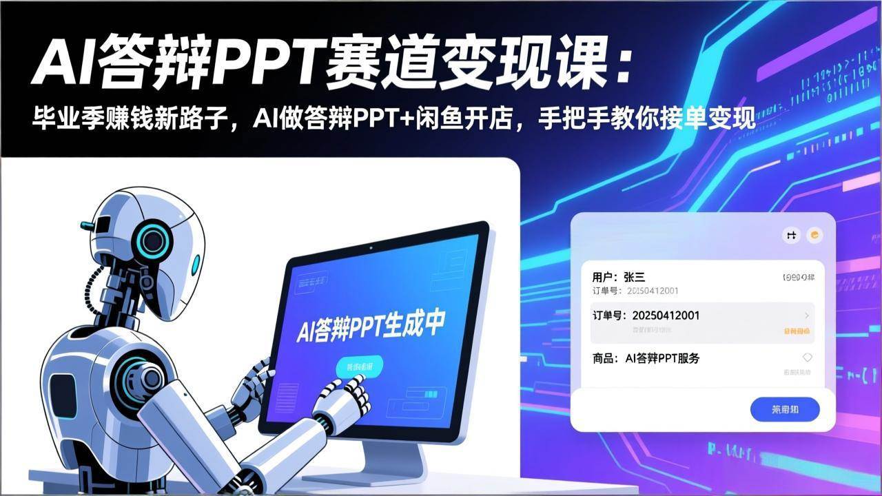（17546期）AI答辩PPT赛道变现课：毕业季赚钱新路子，AI做答辩PPT+闲鱼开店，手把手教你接单变现_菜菜笔记