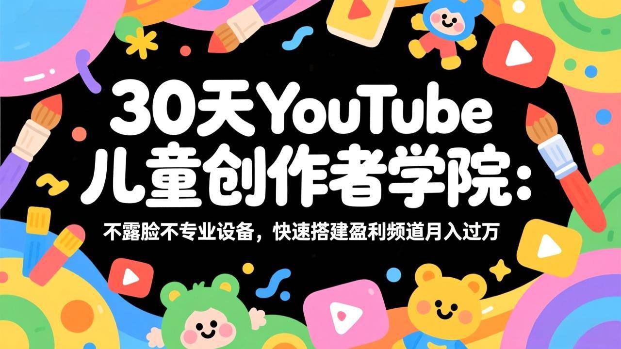 （17554期）30天YouTube儿童创作者学院：不露脸不专业设备，快速搭建盈利频道月入过万_菜菜笔记