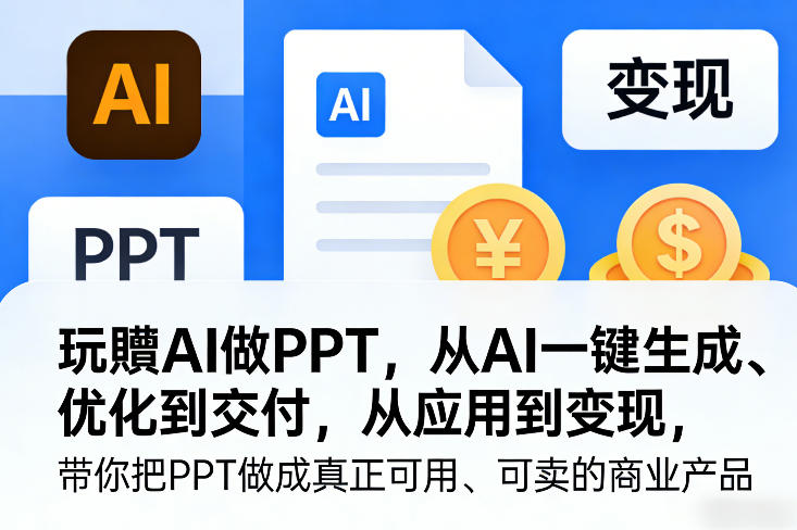 玩賺AI做PPT，从AI一键生成、优化到交付，从应用到变现，带你把PPT做成真正可用、可卖的商业产品_菜菜笔记