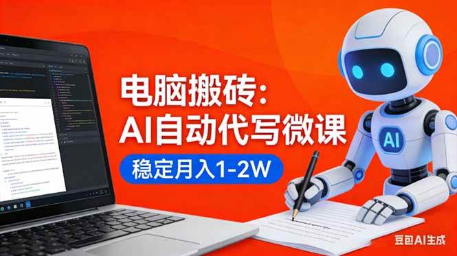 （17582期）电脑搬砖：AI自动代写微课，稳定月入1-2W，提供接单渠道，0门槛小白可做！_菜菜笔记